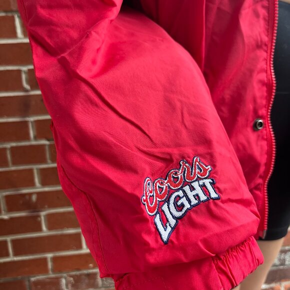 90's Vintage Molson Slo-Pitch Lightweight Nylon Red Jacket - Picture 7 of 10